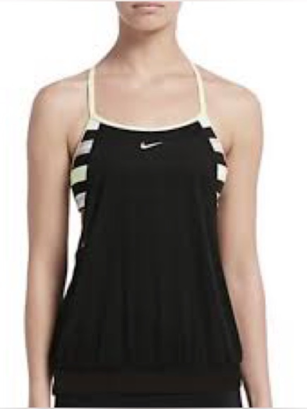 NWT Nike Women’s Stripe 2-in-1
Tankini Top Swimwear bK/neon Stripes